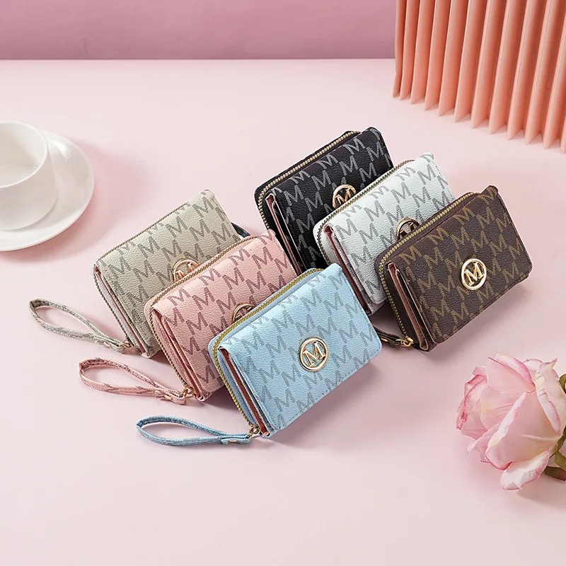 Sewing Zipper - Üç Katlı Fermuarlı Cüzdan, Harf Desenli,