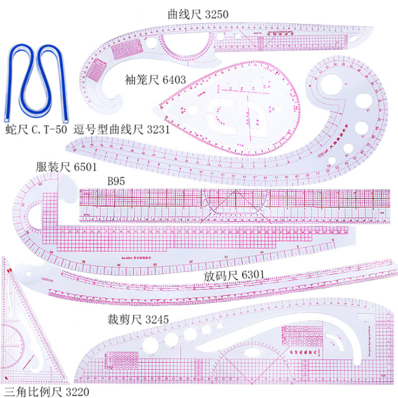 Sewing Gauge Ruler - 5/6/9 adet Set Terzi ölçüm cetveli
